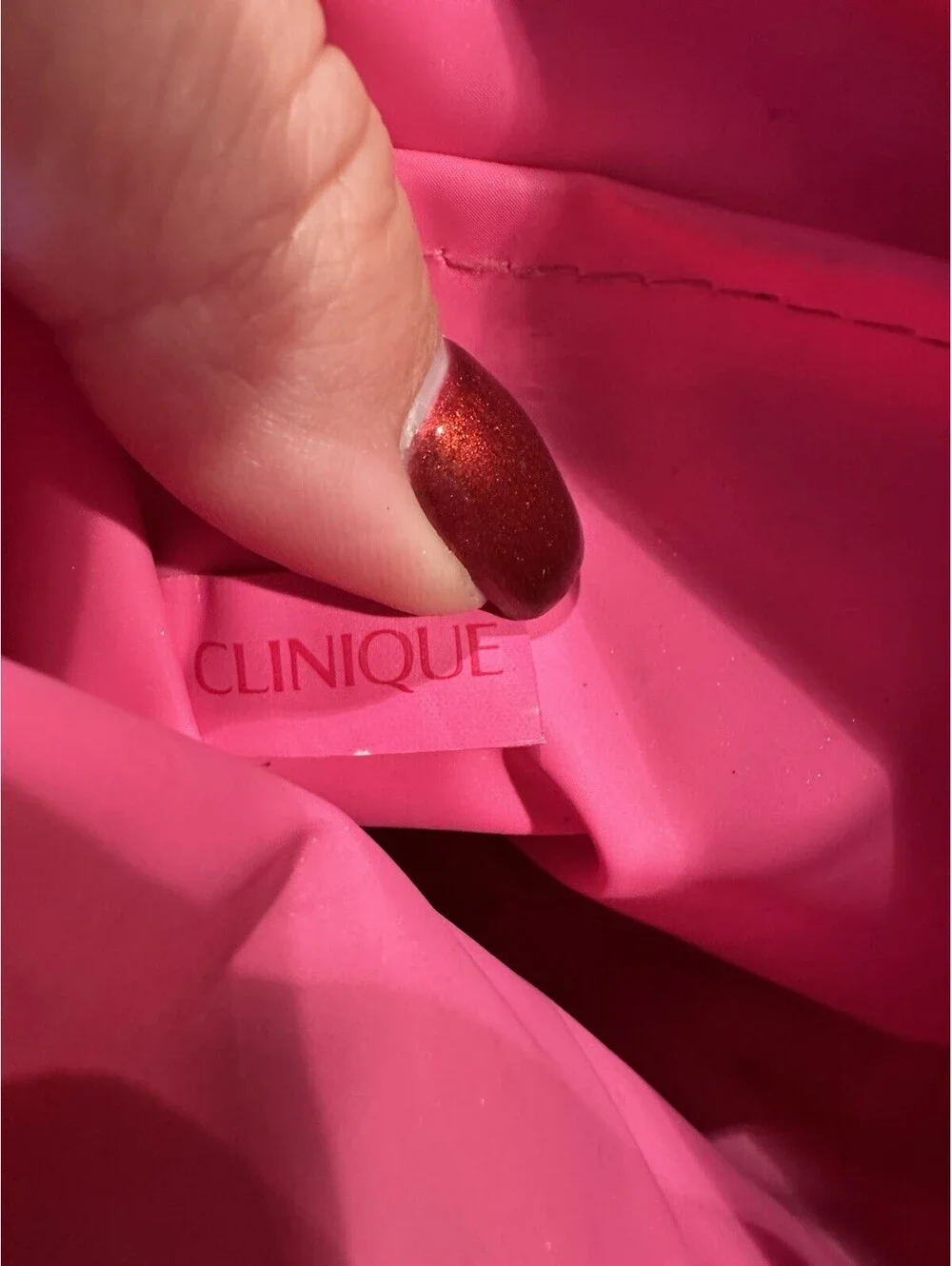 Clinique Makeup Cosmetic Bag Case Purse Pink Plaid Travel Home